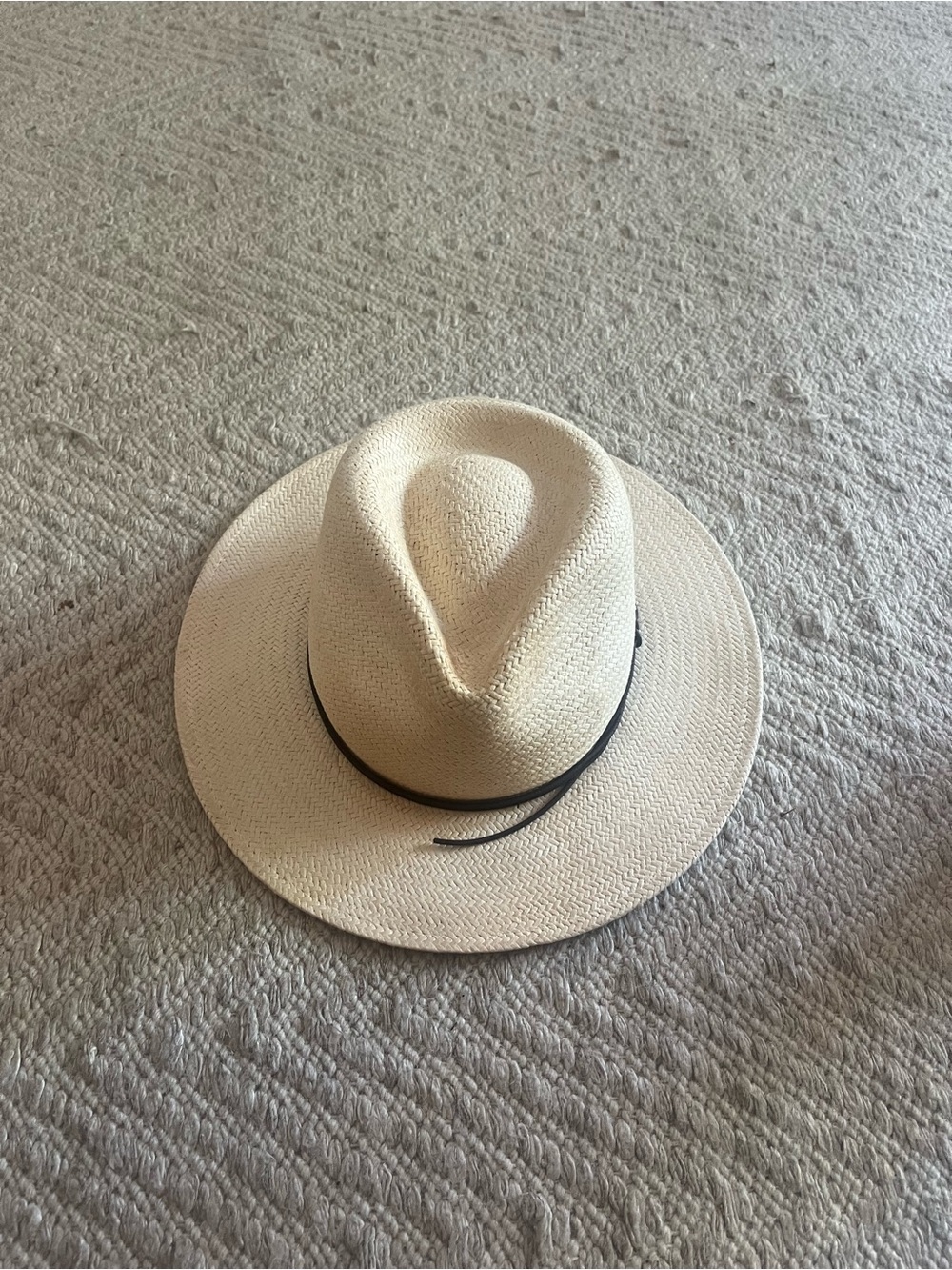 rag & bone Cream Straw Fedora with Black Band